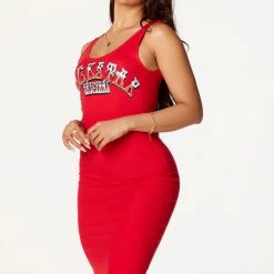 WOMENS DRESSES Aisha Red Midi Dress Best Seller