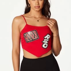 WOMENS TOPS Pepper Red Bandana Hem Tank Best Seller