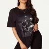 WOMENS TEES Rider Dye Black Oversized Tee
