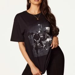 WOMENS TEES Rider Dye Black Oversized Tee