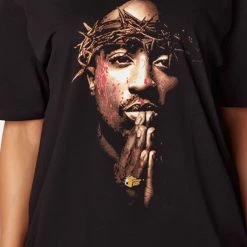 WOMENS TEES Best Seller Tupac 4Ever Black Oversized Tee