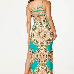 WOMENS DRESSES Best Seller Alessia Teal Printed Maxi Dress
