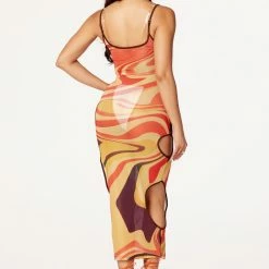 WOMENS DRESSES Ophelia Orange/Multi Printed Maxi Dress Best Seller