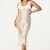 WOMENS DRESSES Everlee White Crochet Knit Midi Dress Best Seller