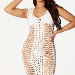 New ๐ฅฐ WOMENS ๐ DRESSES Everlee White Crochet Knit Midi ๐ DRESS Best Seller ๐ฅ 14 WOMENS DRESSES Everlee White Crochet Knit Midi Dress Best Seller