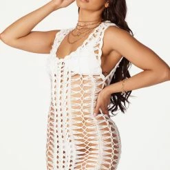 New ๐ฅฐ WOMENS ๐ DRESSES Everlee White Crochet Knit Midi ๐ DRESS Best Seller ๐ฅ 15 WOMENS DRESSES Everlee White Crochet Knit Midi Dress Best Seller