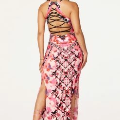 WOMENS DRESSES Nayeli Fuchsia Printed Maxi Dress