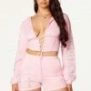 WOMENS SHORT SETS Sydney Pink Lace Up Short Set
