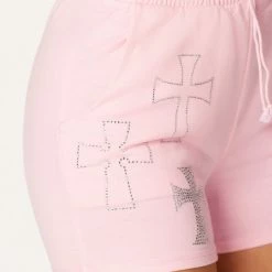 WOMENS SHORT SETS Sydney Pink Lace Up Short Set