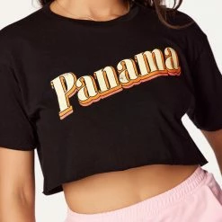 WOMENS TEES Panama Black Crop Tee