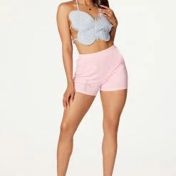 WOMENS TOPS BUTTERFLY DENIM HALTER NECK TANK-LIGHT WASH