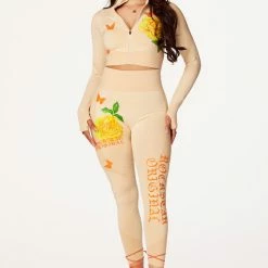 WOMENS ACTIVEWEAR NOUR HIGH WAISTED ACTIVEWEAR SET-BEIGE