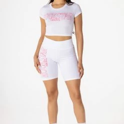 WOMENS ACTIVE SHORT SETS BASIC MACY BIKE SHORT SET-WHITE