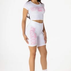 WOMENS ACTIVE SHORT SETS BASIC MACY BIKE SHORT SET-WHITE