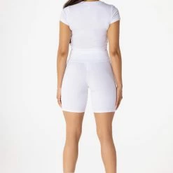 WOMENS ACTIVE SHORT SETS BASIC MACY BIKE SHORT SET-WHITE