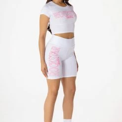 WOMENS ACTIVE SHORT SETS BASIC MACY BIKE SHORT SET-WHITE