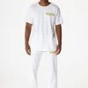 MENS TRACK SETS CASEY T-SHIRT/PANT SET-WHITE