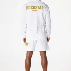 MENS SHORT SETS Track Sets CASEY HOODIE/SHORT FLEECE SET-WHITE