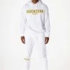 MENS TRACK SETS CASEY HOODIE FLEECE SET-WHITE