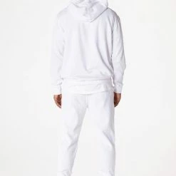 MENS TRACK SETS CASEY HOODIE FLEECE SET-WHITE
