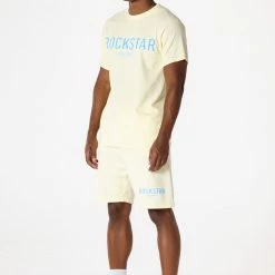 MENS SHORT SETS CASEY T-SHIRT SHORT SET-PALE YELLOW