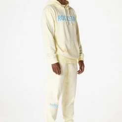 MENS TRACK SETS CASEY HOODIE FLEECE SET-PALE YELLOW