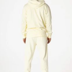MENS TRACK SETS CASEY HOODIE FLEECE SET-PALE YELLOW