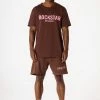 MENS SHORT SETS Track Sets CASEY T-SHIRT SHORT SET-BROWN