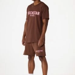 MENS SHORT SETS Track Sets CASEY T-SHIRT SHORT SET-BROWN