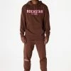 MENS TRACK SETS CASEY HOODIE FLEECE SET-BROWN