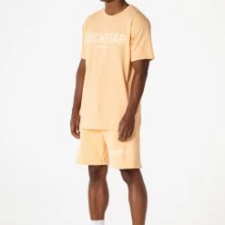 MENS SHORT SETS CASEY T-SHIRT SHORT SET-PEACH