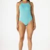 WOMENS TOPS Best Seller BASIC POPPY BODYSUIT-AQUA