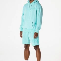 MENS SHORT SETS DIMITRI HOODIE SHORT SET-AQUA Track Sets