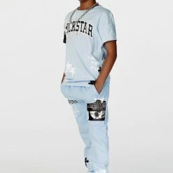 BOYS TRACK SETS BOYS DENNIS T-SHIRT TRACK SET-LIGHT BLUE