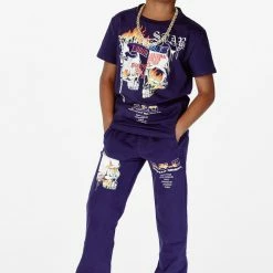 BOYS TRACK SETS BOYS CHASE T-SHIRT STACKED FLARE TRACKSET-NAVY New Arrivals