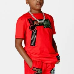 BOYS TRACK SETS BOYS GARLAND T-SHIRT TRACKSET-RED