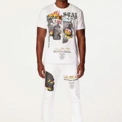 MENS TRACK SETS CHASE T-SHIRT STACKED FLARE TRACKSET-WHITE