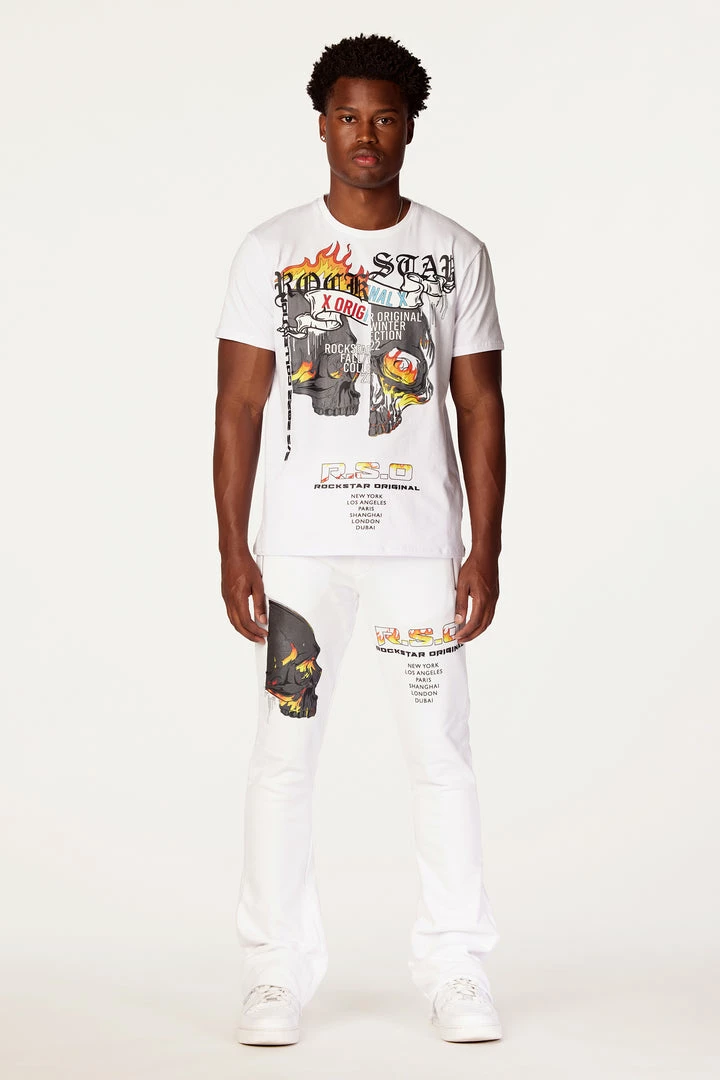 Brand new ✔️ MENS TRACK SETS CHASE T-SHIRT STACKED FLARE TRACKSET-WHITE 🔔 2 MENS TRACK SETS CHASE T-SHIRT STACKED FLARE TRACKSET-WHITE