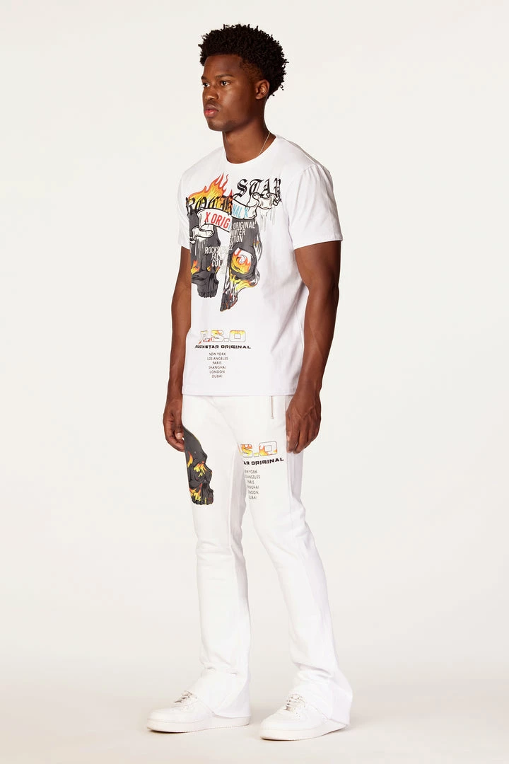 Brand new ✔️ MENS TRACK SETS CHASE T-SHIRT STACKED FLARE TRACKSET-WHITE 🔔 1 MENS TRACK SETS CHASE T-SHIRT STACKED FLARE TRACKSET-WHITE