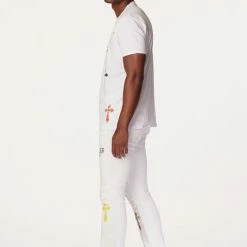 MENS TRACK SETS BERLIN T-SHIRT STACKED FLARE TRACKSET-WHITE