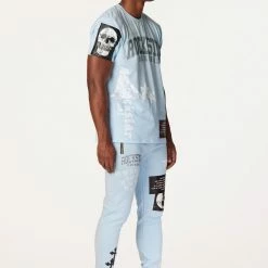 MENS TRACK SETS DENNIS T-SHIRT TRACK SET-LIGHT BLUE