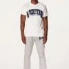 MENS TRACK SETS HESS T-SHIRT/FLARE PANT SET-WHITE