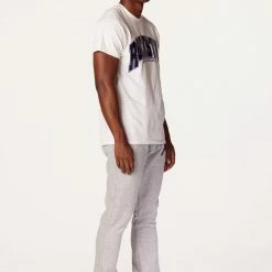 MENS TRACK SETS HESS T-SHIRT/FLARE PANT SET-WHITE