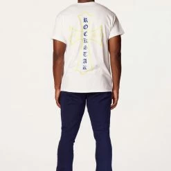 MENS TRACK SETS DIOSE T-SHIRT/FLARE PANT SET-WHITE/NAVY