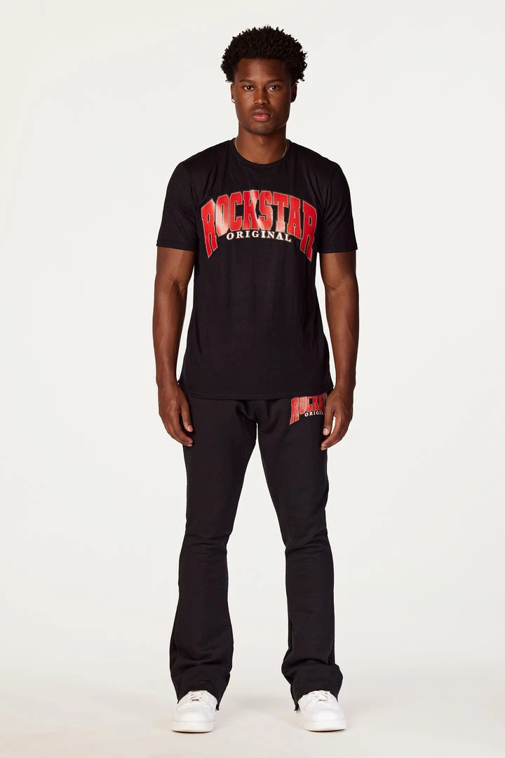 Best Sale ๐ MENS TRACK SETS HESS T-SHIRT/FLARE PANT SET-BLACK ๐ 2 MENS TRACK SETS HESS T-SHIRT/FLARE PANT SET-BLACK