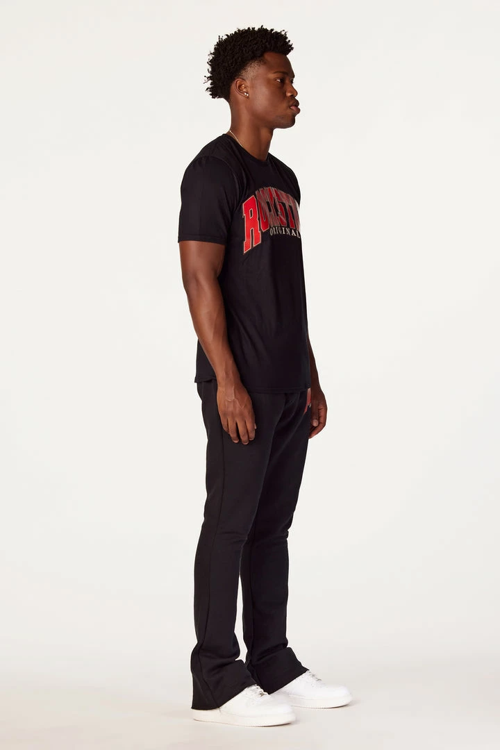 Best Sale ๐ MENS TRACK SETS HESS T-SHIRT/FLARE PANT SET-BLACK ๐ 3 MENS TRACK SETS HESS T-SHIRT/FLARE PANT SET-BLACK