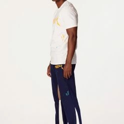 MENS TRACK SETS SCOTTIE T-SHIRT/FLARE PANT SET-WHITE/NAVY