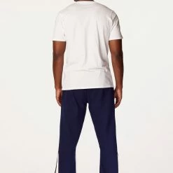 MENS TRACK SETS SCOTTIE T-SHIRT/FLARE PANT SET-WHITE/NAVY
