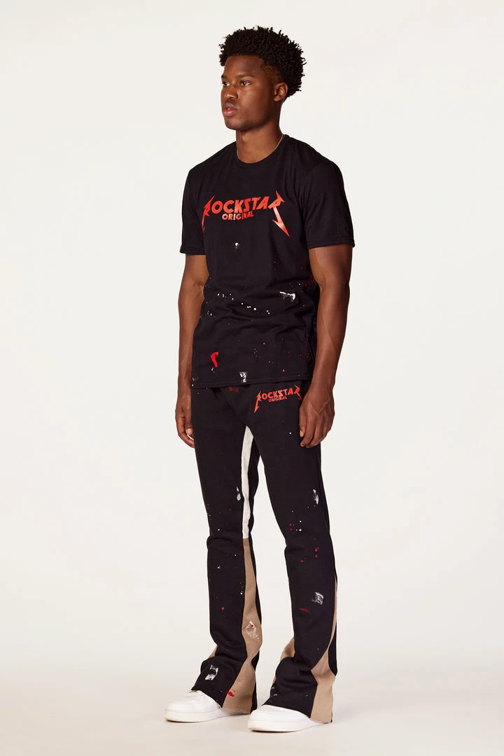 Hot Sale ❤️ MENS TRACK SETS SCOTTIE T-SHIRT/FLARE PANT SET-BLACK/RED ⭐ 2 MENS TRACK SETS SCOTTIE T-SHIRT/FLARE PANT SET-BLACK/RED
