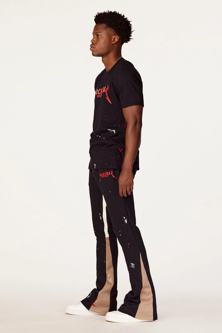 Hot Sale ❤️ MENS TRACK SETS SCOTTIE T-SHIRT/FLARE PANT SET-BLACK/RED ⭐ 3 MENS TRACK SETS SCOTTIE T-SHIRT/FLARE PANT SET-BLACK/RED